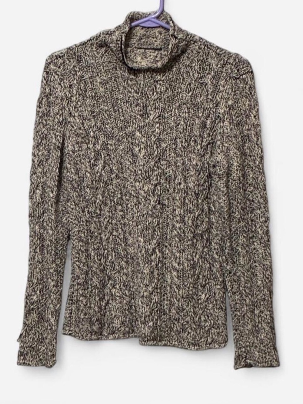 Lauren Ralph Lauren Cable Knit Mock Neck Sweater - Black/cream size M